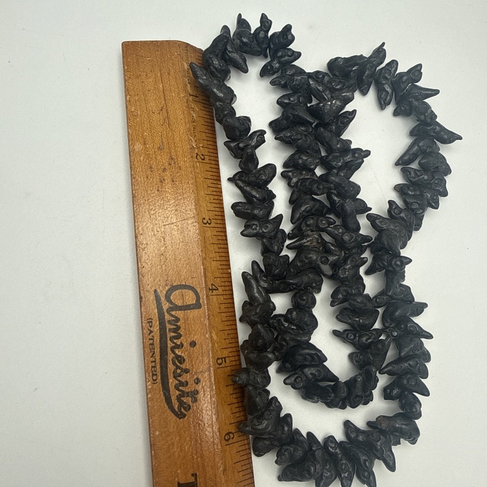 Oaxaca Mexico Barro Negro Black Pottery 28" Beaded Necklace Bird Fetish Folk Art - Picture 4 of 8